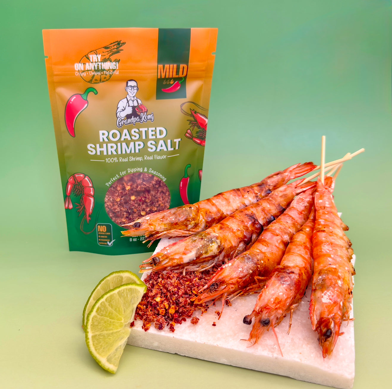 PREMIUM Roasted Shrimp Salt- COMBO PACK, MILD & SPICY