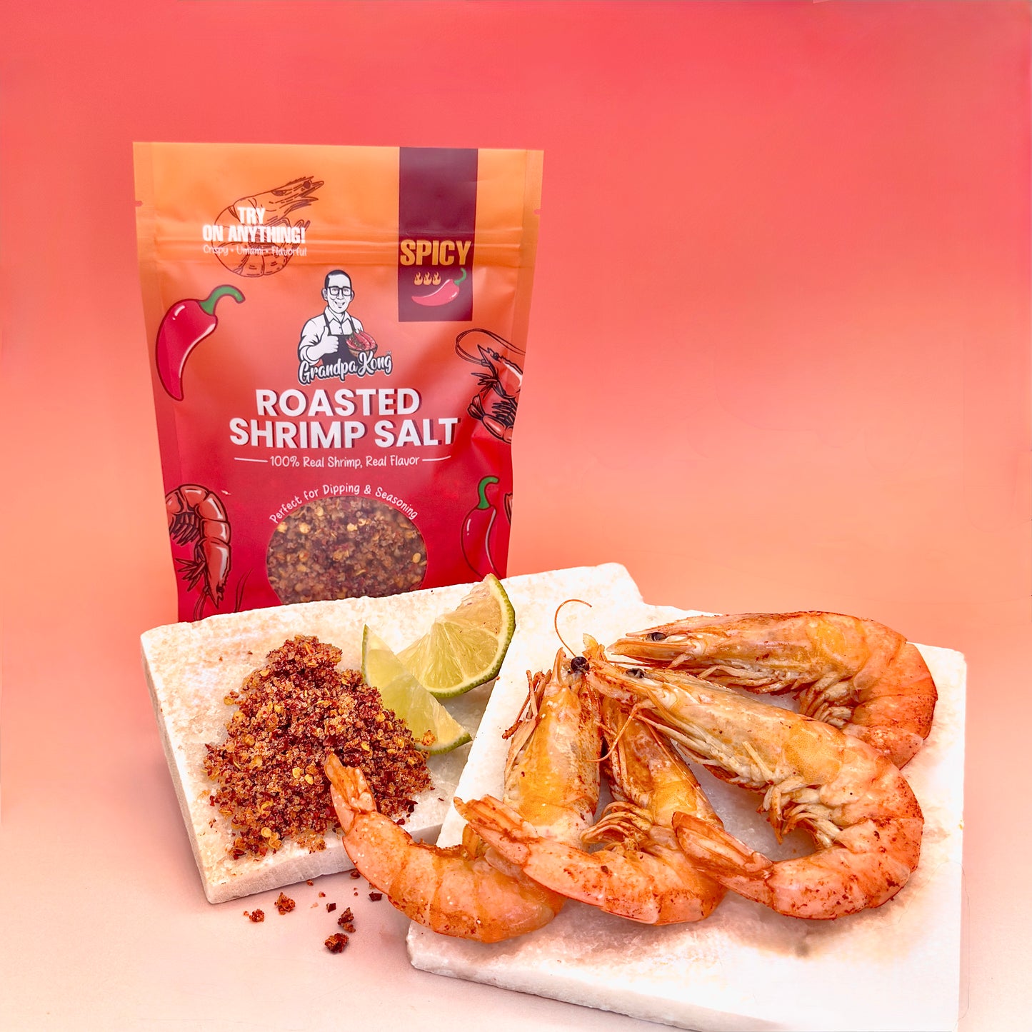 PREMIUM Roasted Shrimp Salt- COMBO PACK, MILD & SPICY