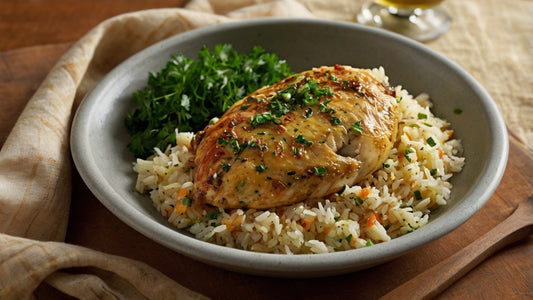 Hearty Chicken & Rice Bake with GrandpaKong’s Shrimp Salt – A Flavorful One-Pan Dinner